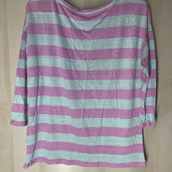 Boden purple and blue‎ striped 3/4 sleeve top, size 8 - Picture 7 of 9